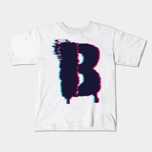 Glitch letter B, distorted letter B Kids T-Shirt